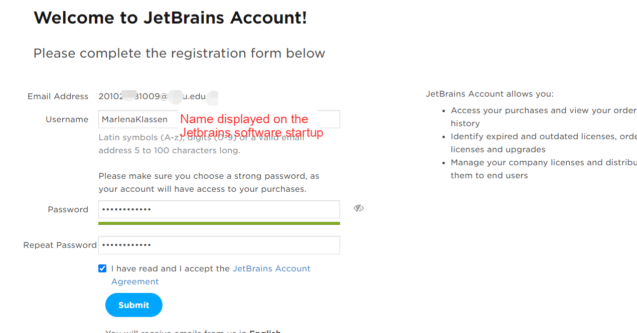 JetBrains Student License tutorial step image 4